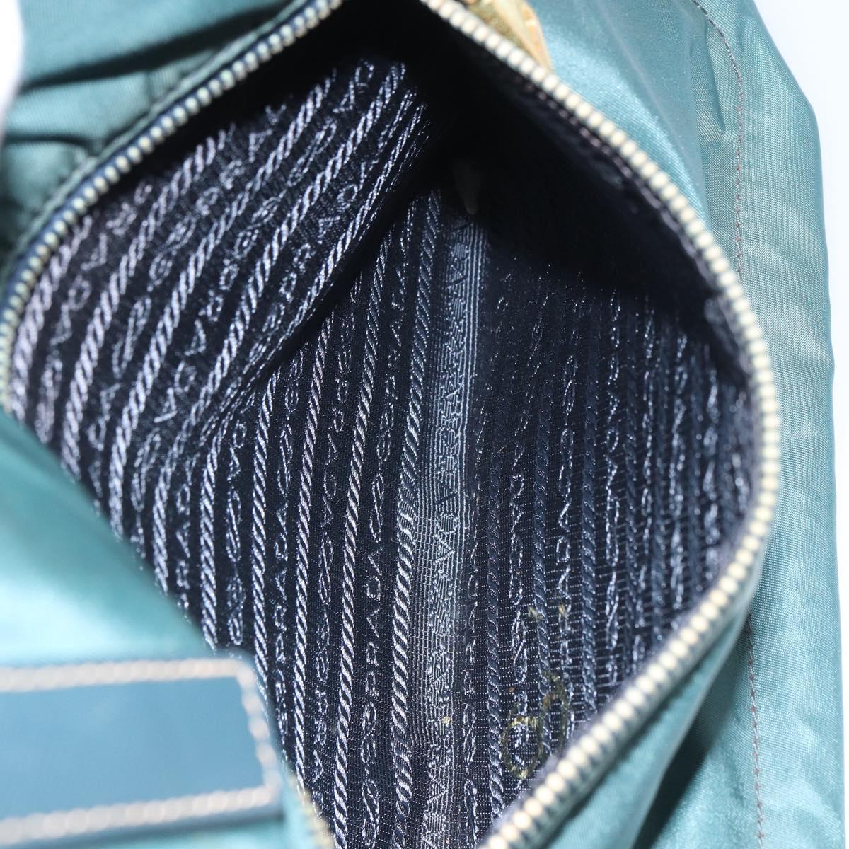 PRADA Tote Bag Nylon Green Gold Auth 163175