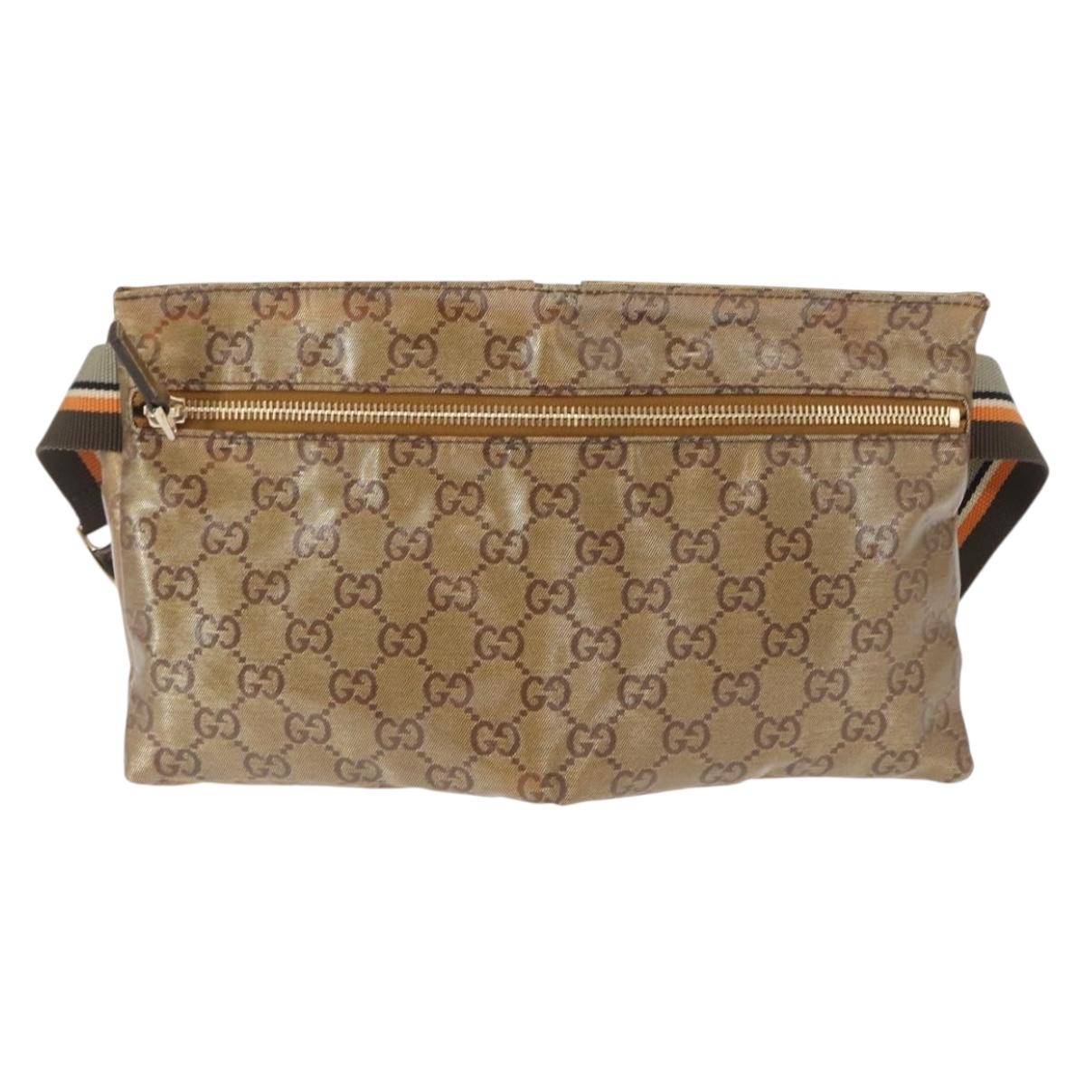 GUCCI GG Crystal Sherry Line Waist bag Gold Beige 28566 Auth 163181