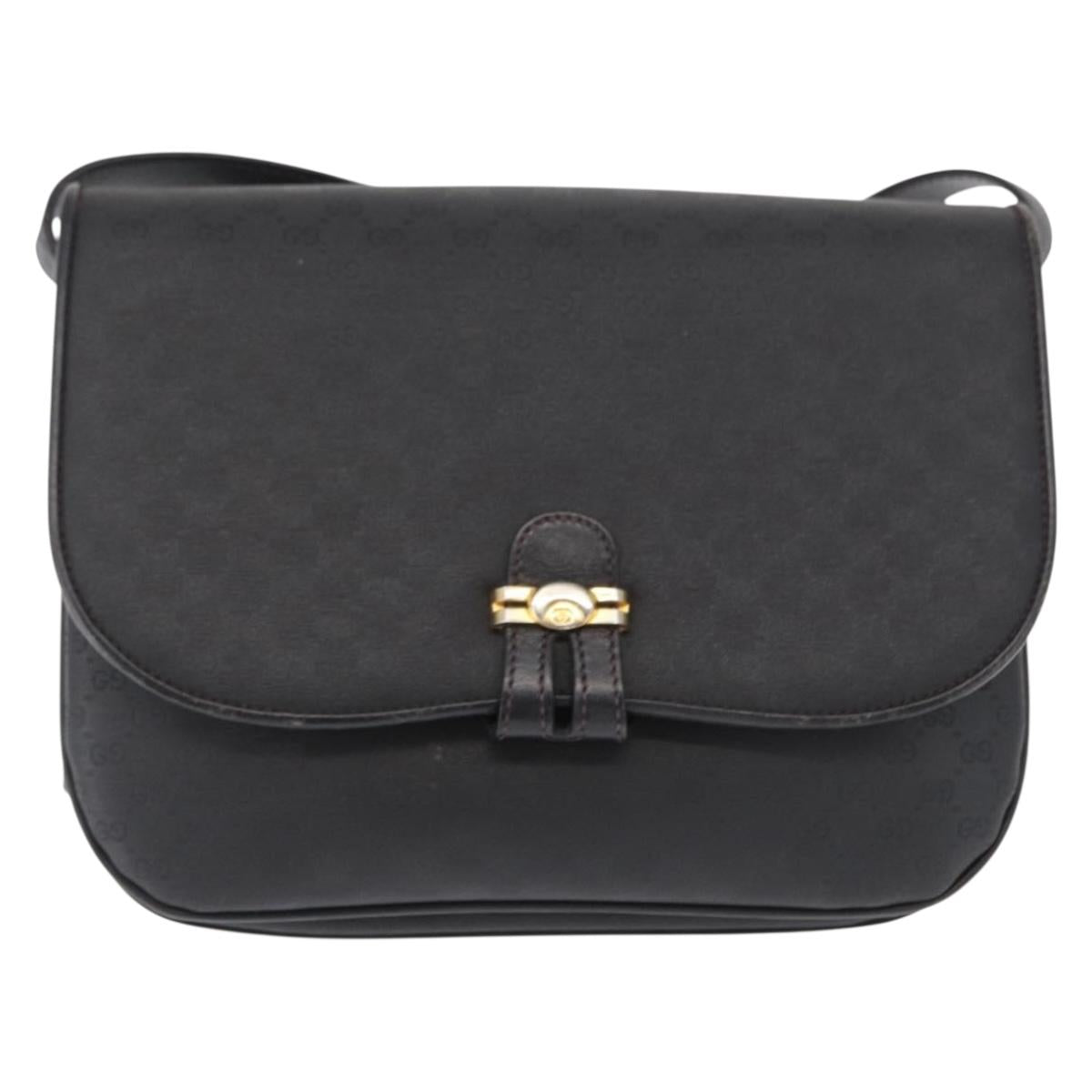 GUCCI Micro GG Supreme Shoulder Bag PVC Black Gold 001 406 1780 Auth 163182