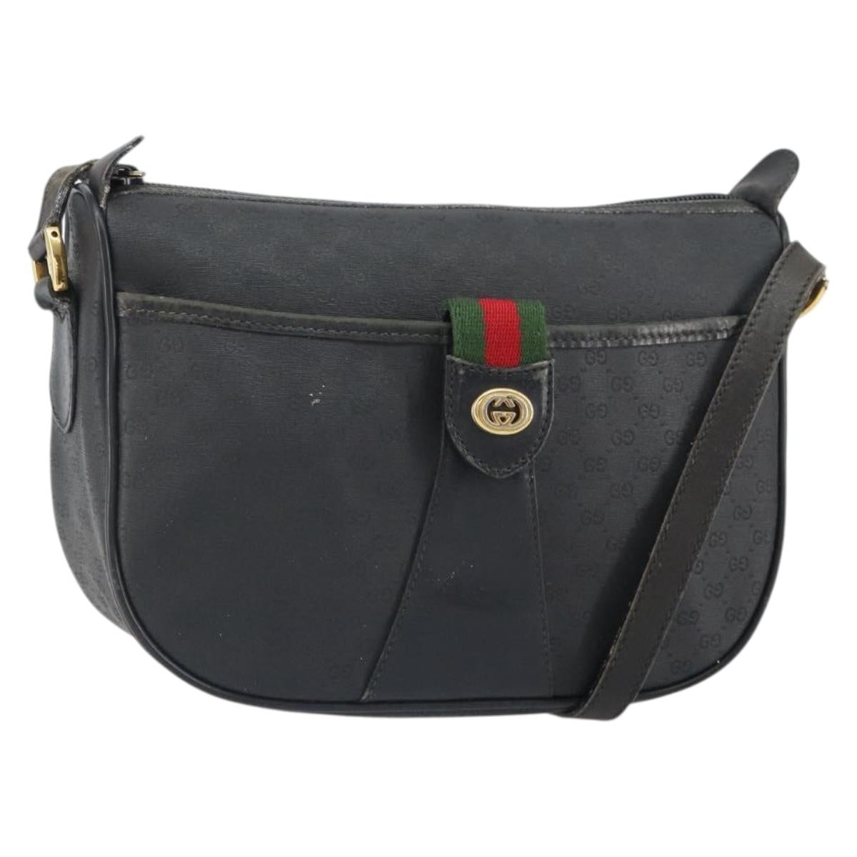 GUCCI Micro GG Supreme Web Sherry Line Bag PVC Black 001 754 6177 Auth 163185