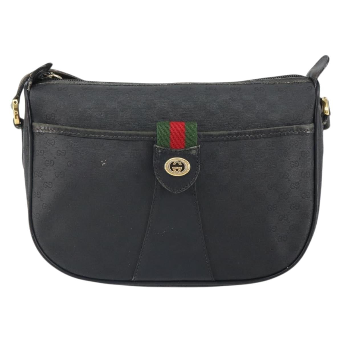 GUCCI Micro GG Supreme Web Sherry Line Bag PVC Black 001 754 6177 Auth 163185