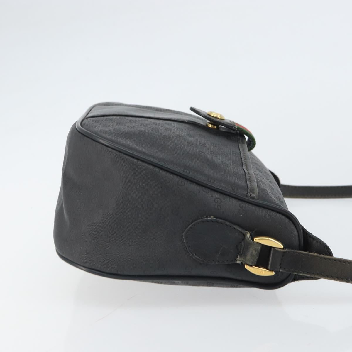 GUCCI Micro GG Supreme Web Sherry Line Bag PVC Black 001 754 6177 Auth 163185