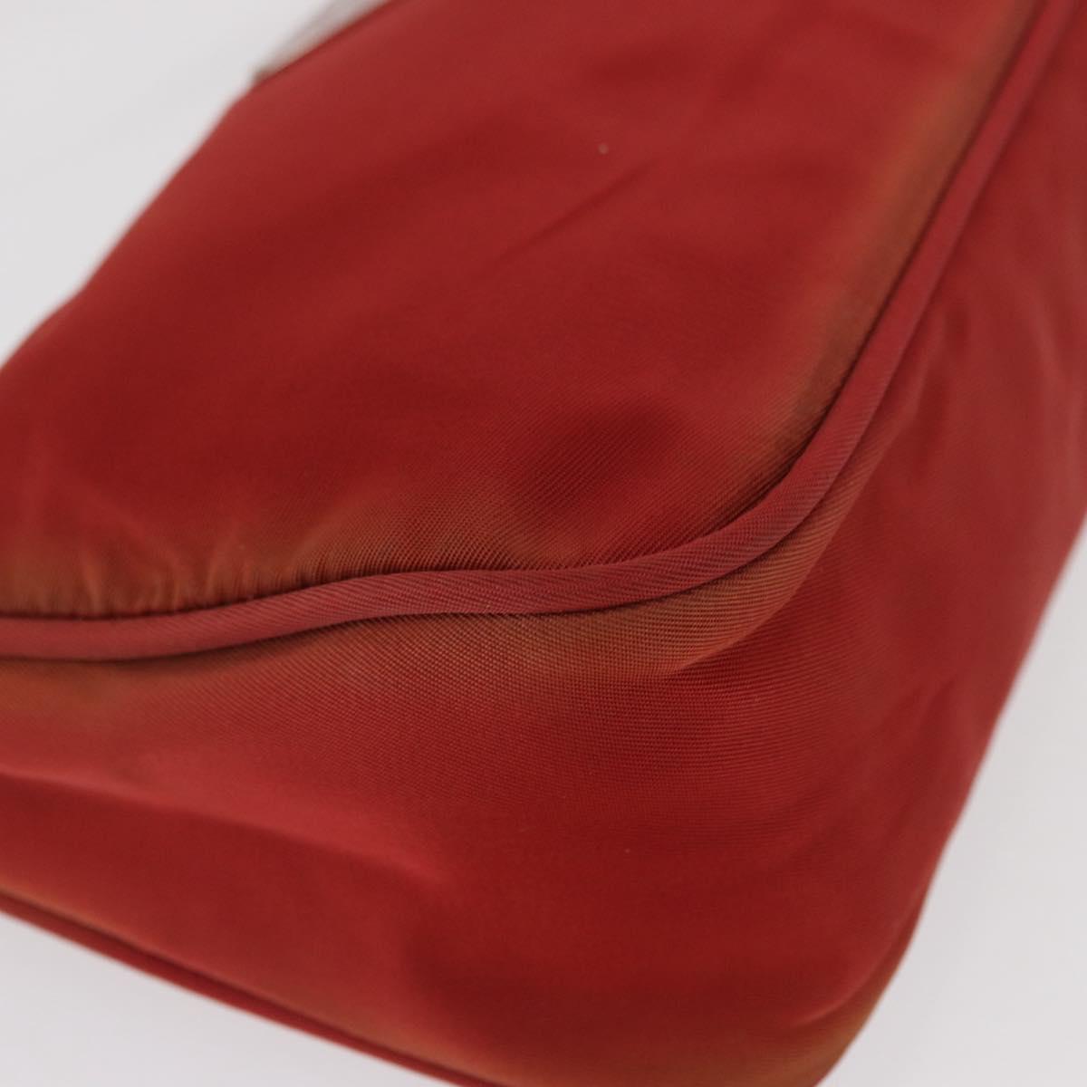 PRADA Accessory Pouch Nylon Red Silver Auth 163186