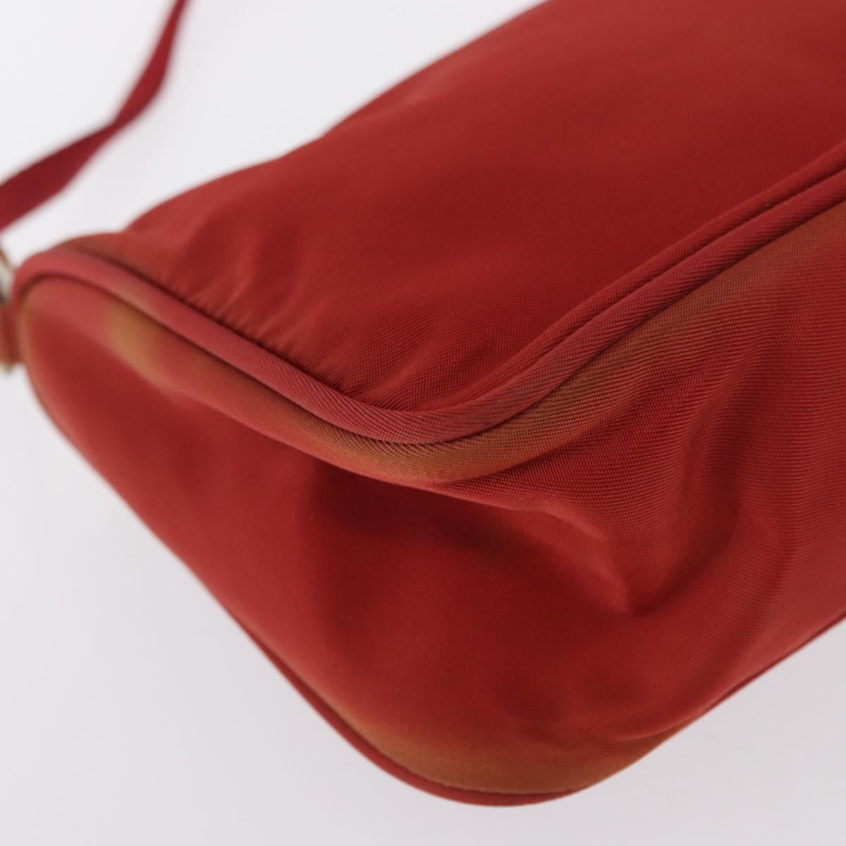 PRADA Accessory Pouch Nylon Red Silver Auth 163186