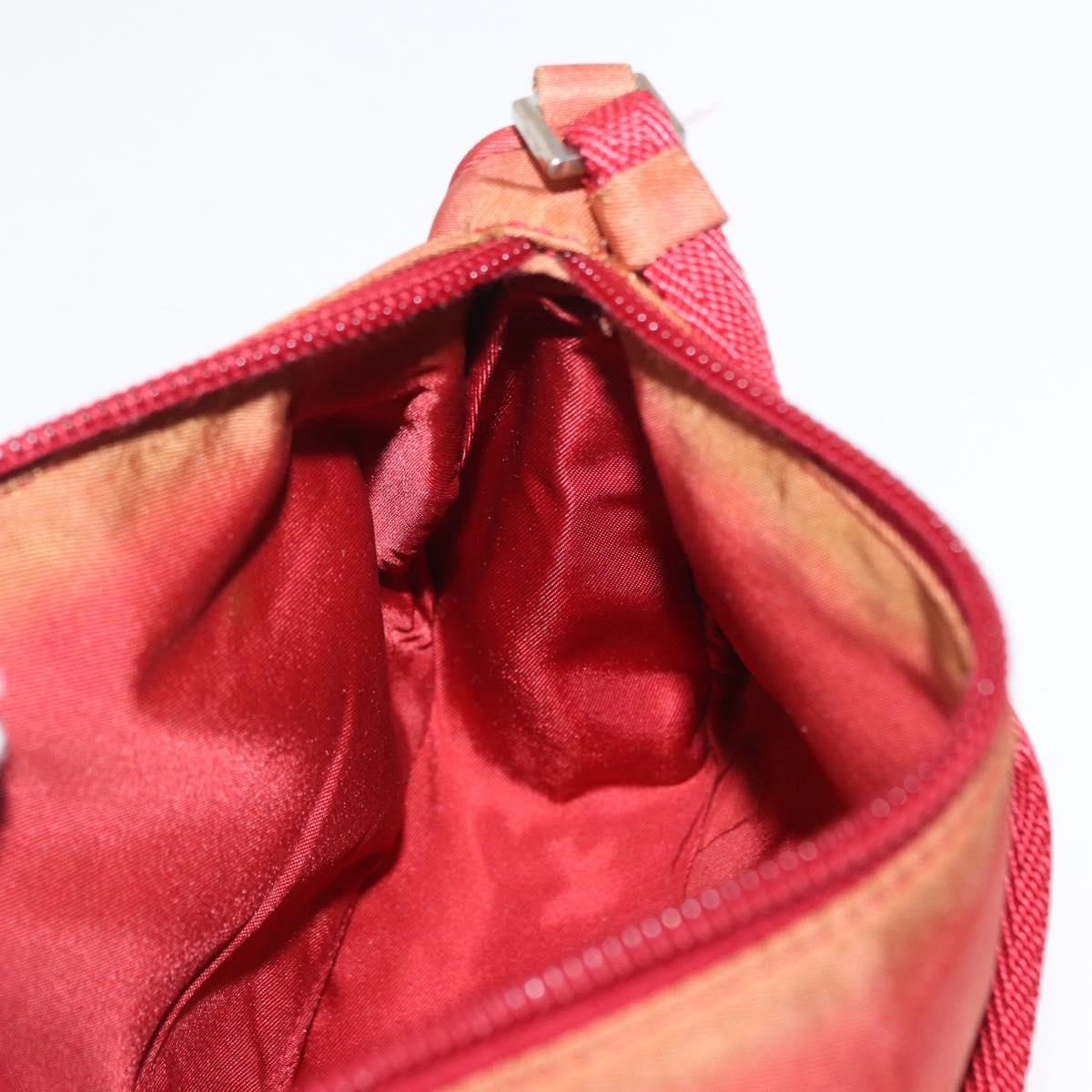 PRADA Accessory Pouch Nylon Red Silver Auth 163186