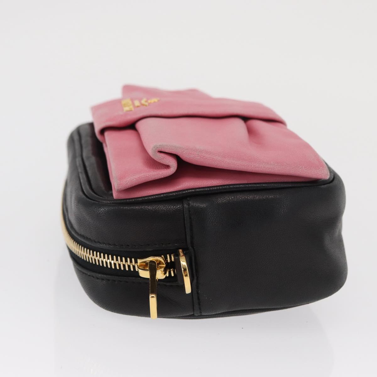 PRADA Shoulder Bag Leather Pink Gold Auth 163191