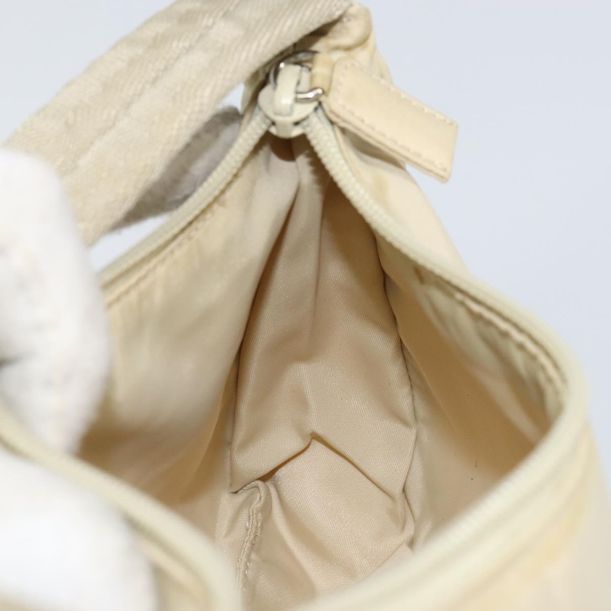 PRADA Hand Bag Nylon Ivory Silver Auth 163192