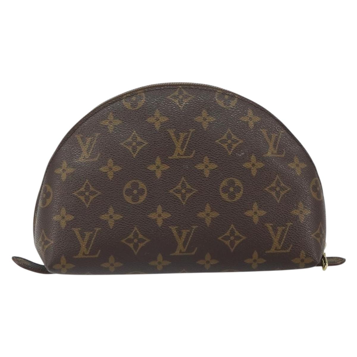 LOUIS VUITTON Monogram Trousse Demi Ronde Cosmetic Pouch M47520 LV Auth 163194