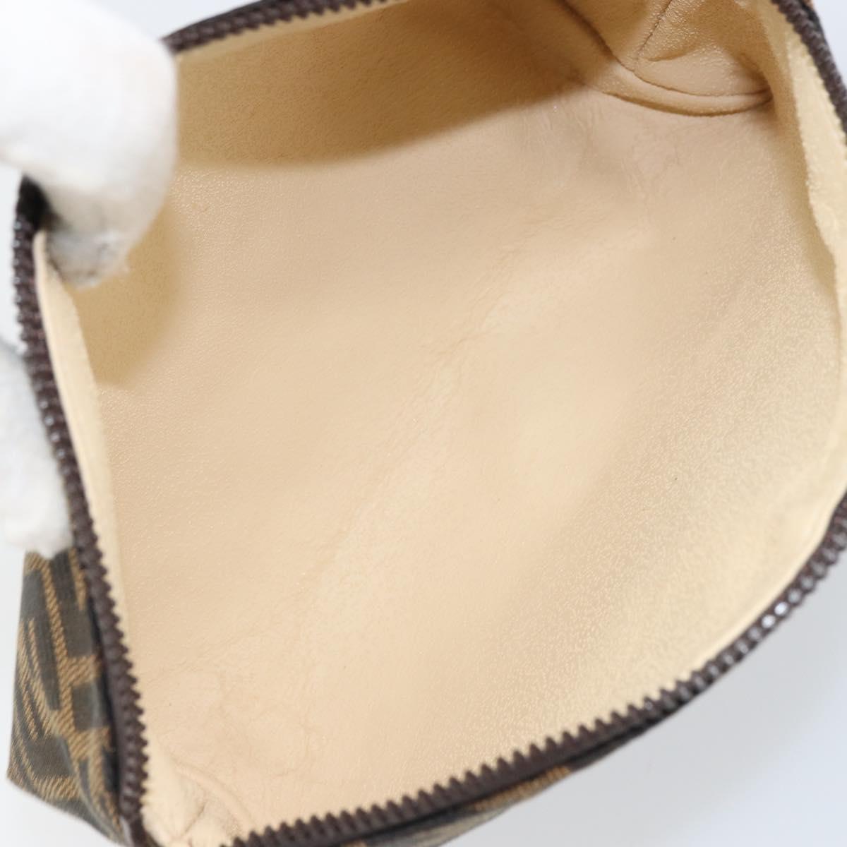 FENDI Zucca Canvas Pouch Black Brown Auth 163196