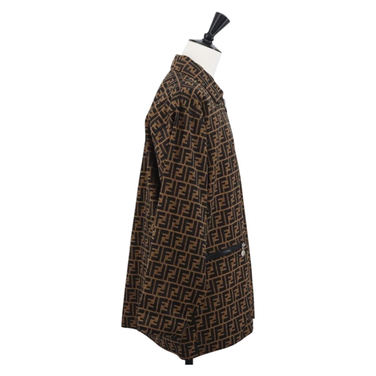 FENDI Zucca Canvas Reversible Coat Brown Black Auth 163216SAM