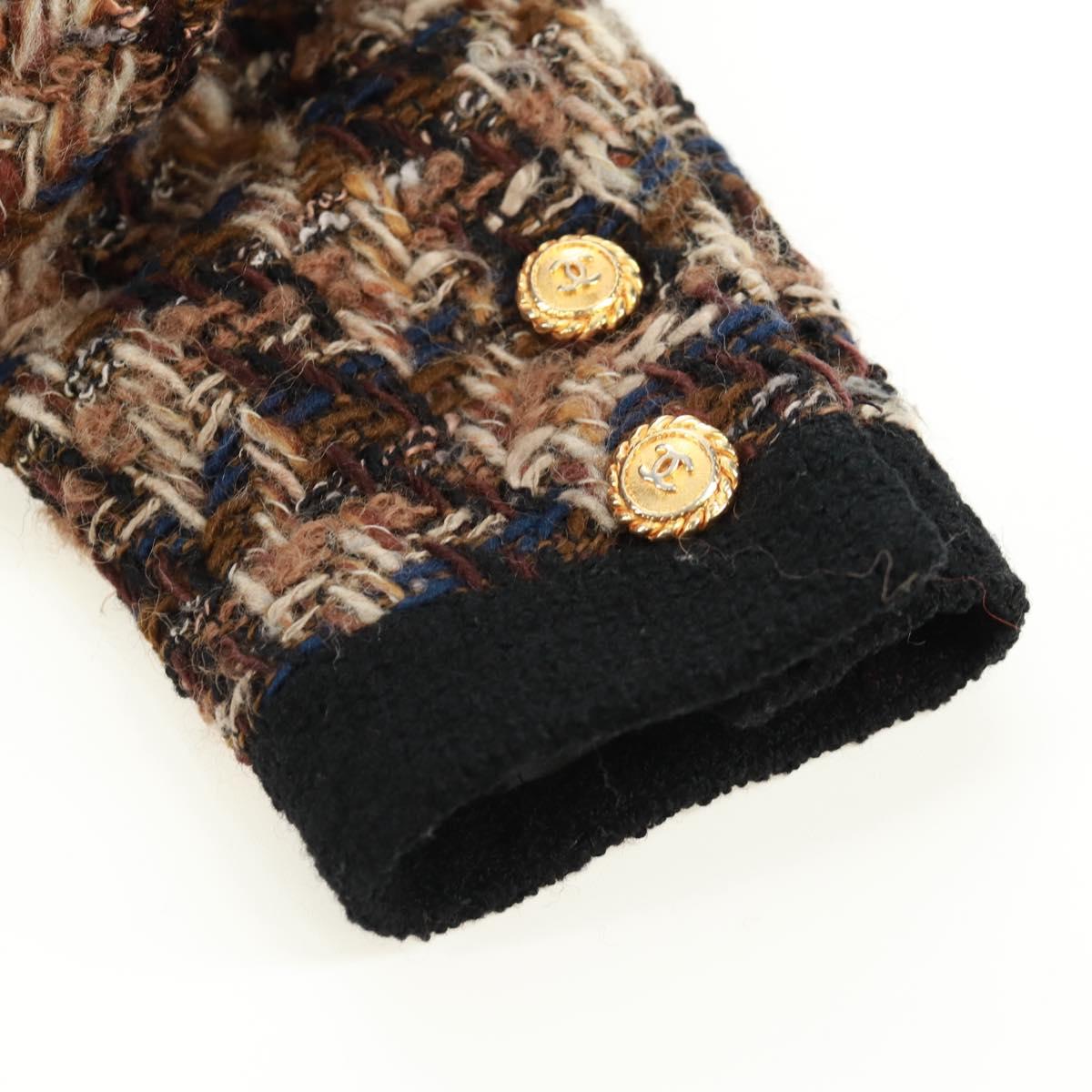 CHANEL Jacket Tweed Black CC Auth 163218SAM