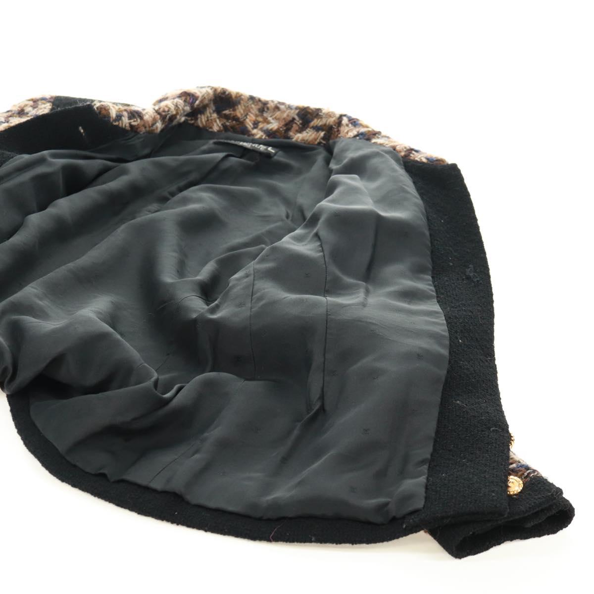 CHANEL Jacket Tweed Black CC Auth 163218SAM