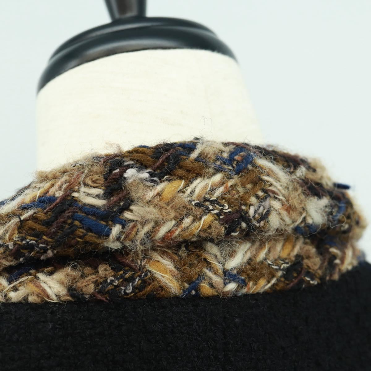 CHANEL Jacket Tweed Black CC Auth 163218SAM