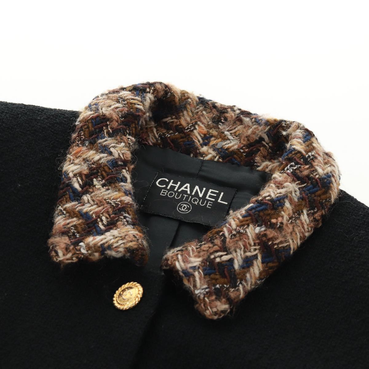 CHANEL Jacket Tweed Black CC Auth 163218SAM