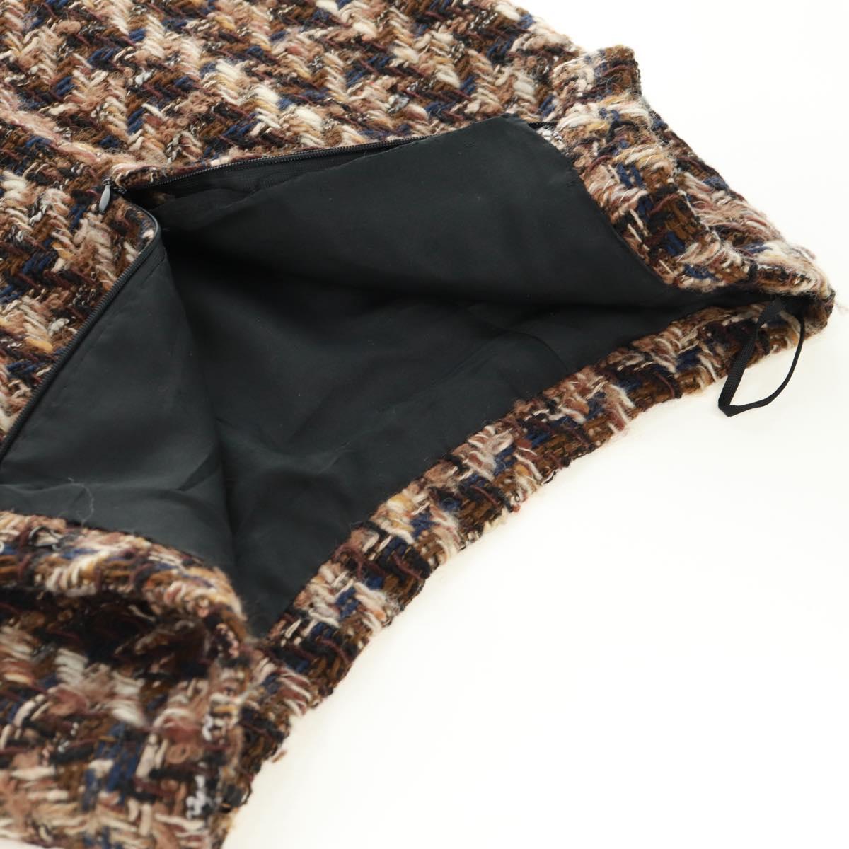 CHANEL Skirt Tweed Black CC Auth 163220