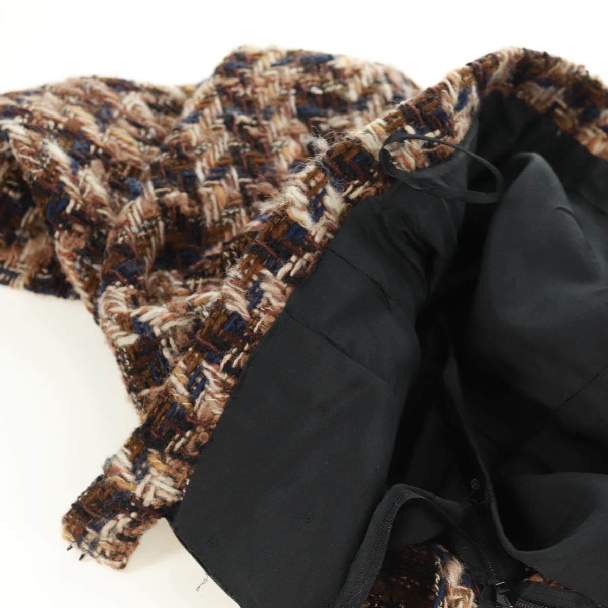 CHANEL Skirt Tweed Black CC Auth 163220