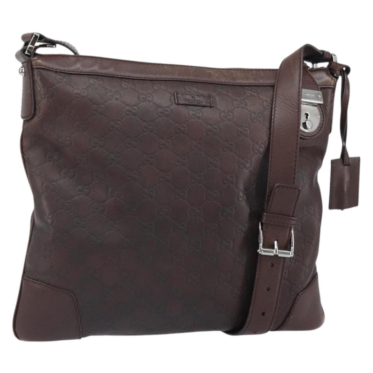GUCCI GG Canvas Guccissima Shoulder Bag Brown Silver 148476 Auth 163233