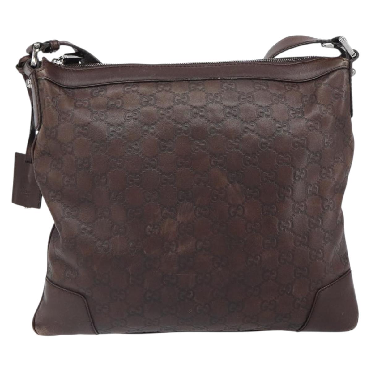 GUCCI GG Canvas Guccissima Shoulder Bag Brown Silver 148476 Auth 163233