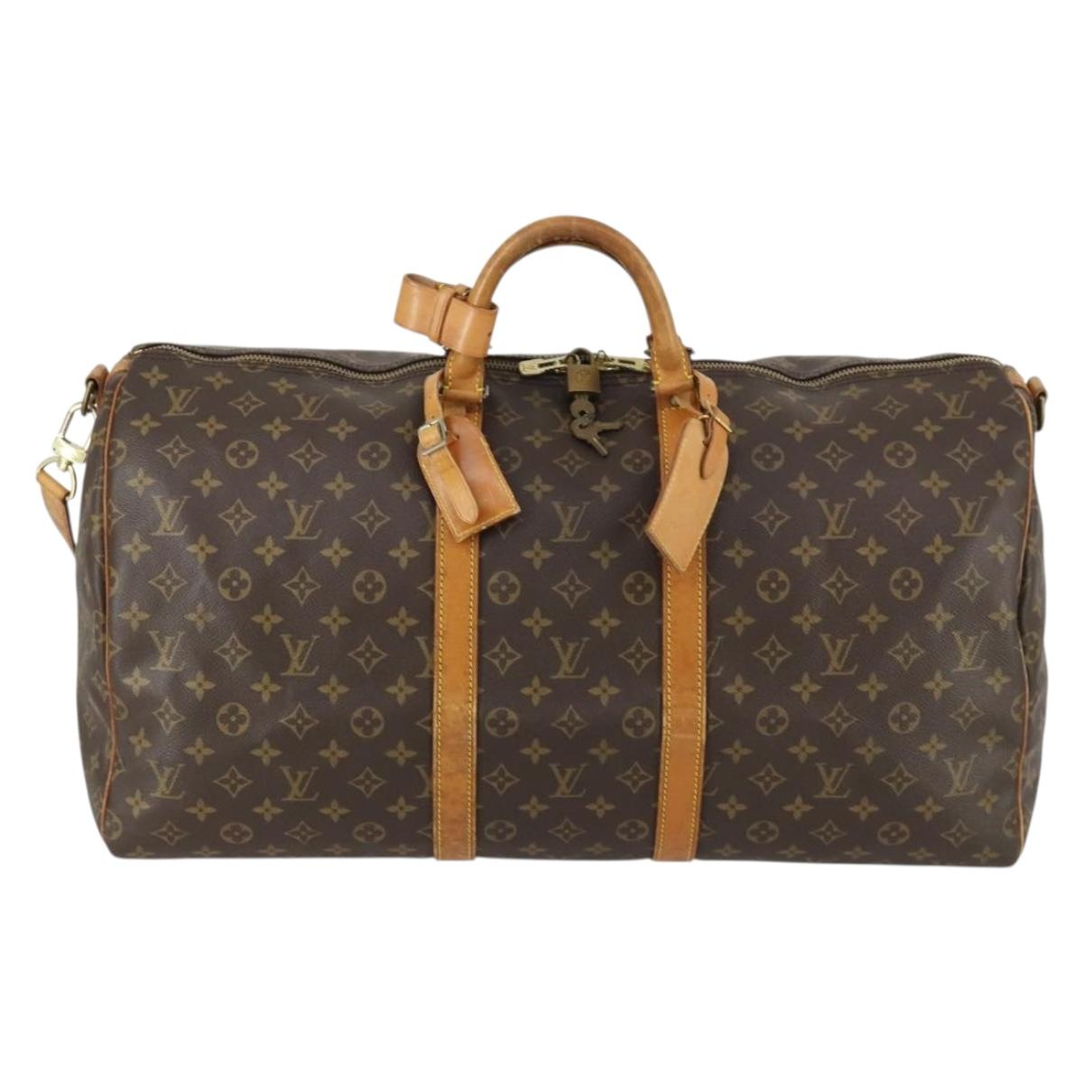 LOUIS VUITTON Monogram Keepall Bandouliere 55 Boston Bag M41414 LV Auth 163242