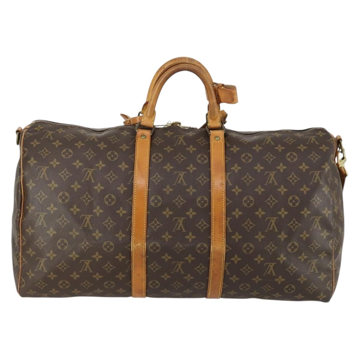 LOUIS VUITTON Monogram Keepall Bandouliere 55 Boston Bag M41414 LV Auth 163242