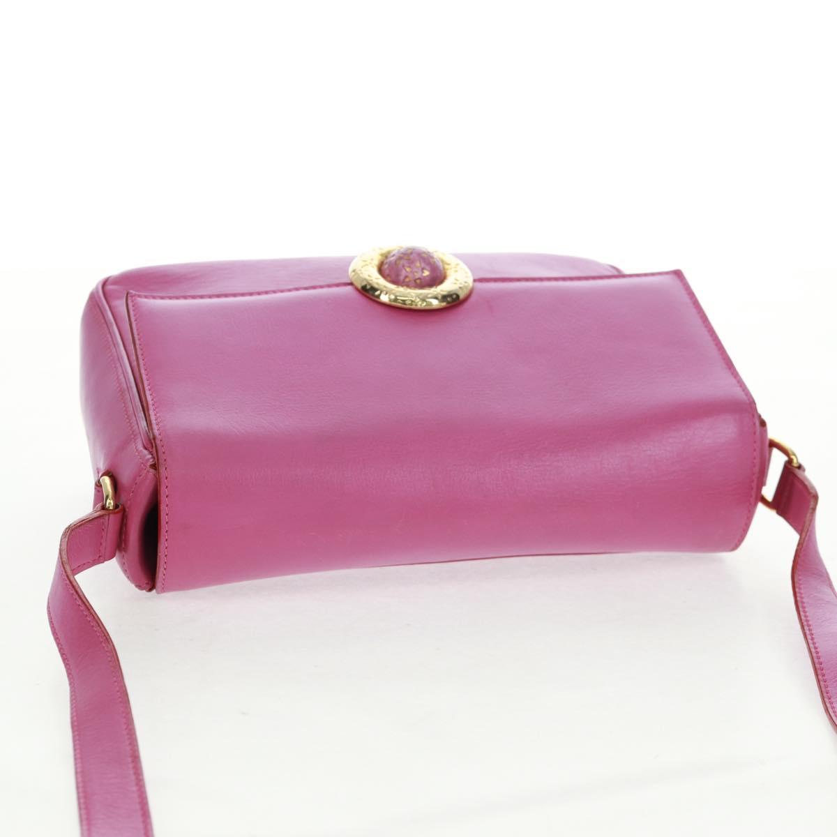 CELINE Circle Shoulder Bag Leather Pink Gold Auth 163248V