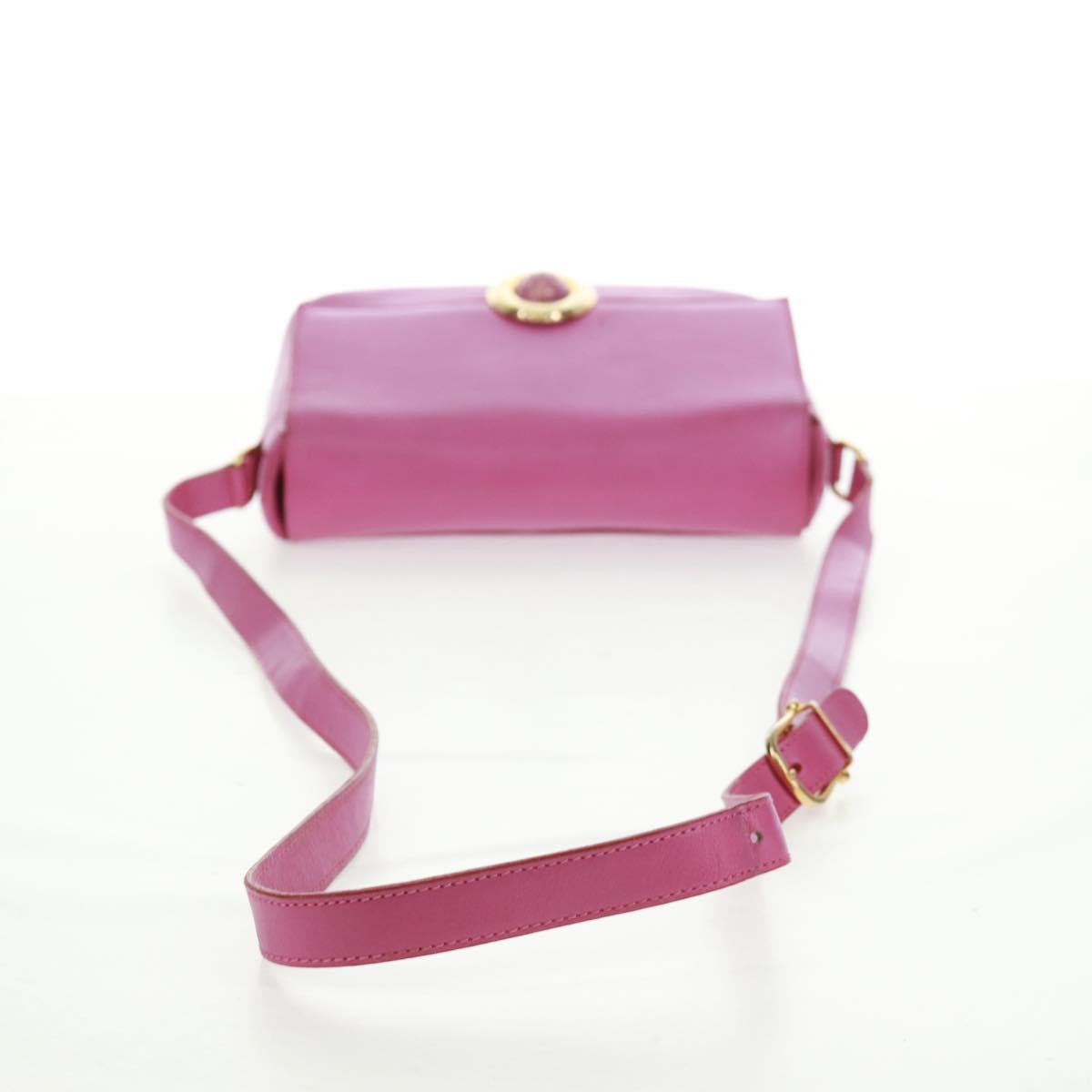 CELINE Circle Shoulder Bag Leather Pink Gold Auth 163248V