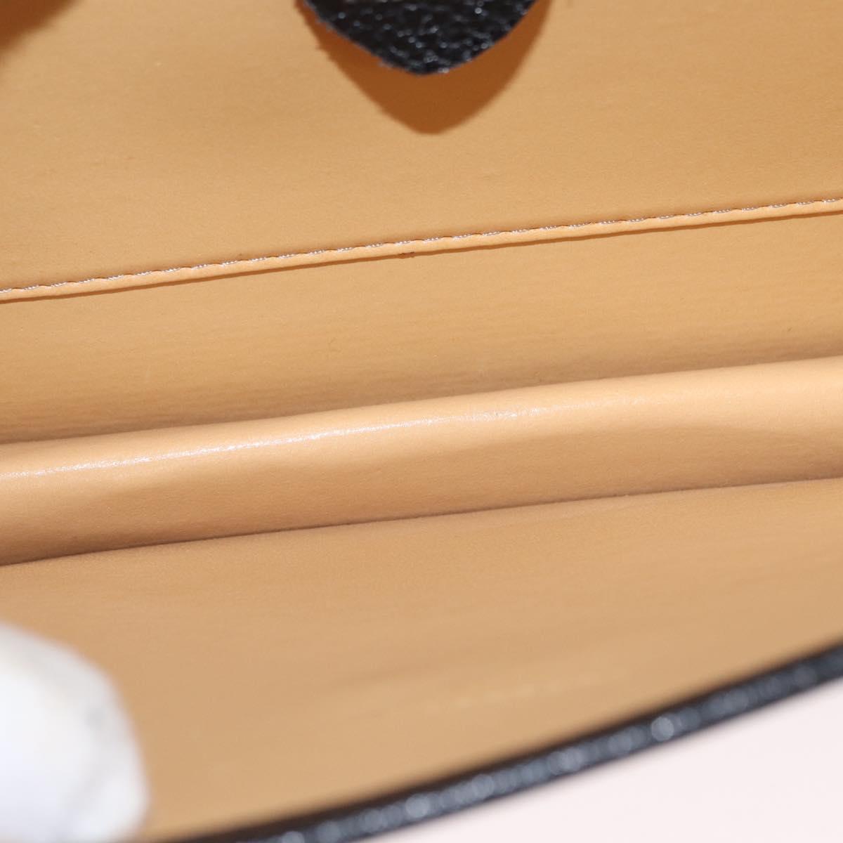 CELINE Medallion Chain Shoulder Bag Leather Black Gold Auth 163249