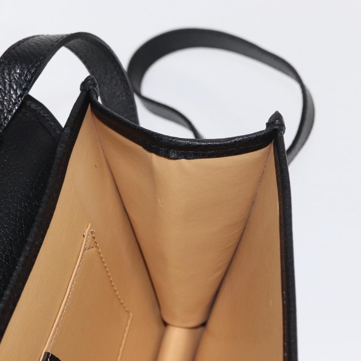 CELINE Medallion Chain Shoulder Bag Leather Black Gold Auth 163249