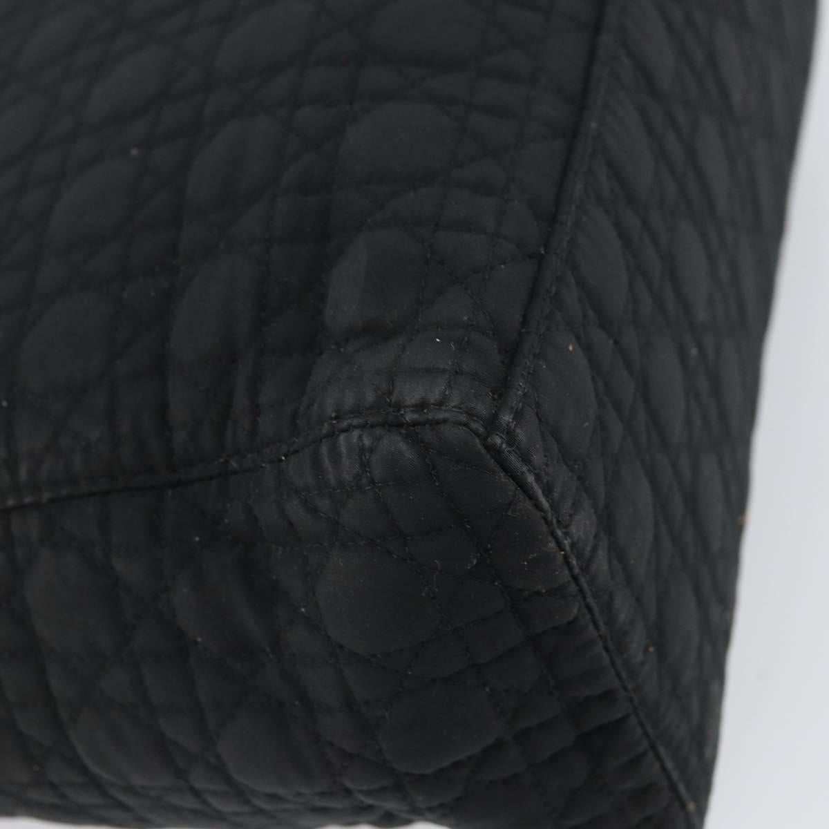 Christian Dior Lady Dior Canage Hand Bag Nylon Black Gold Auth 163252