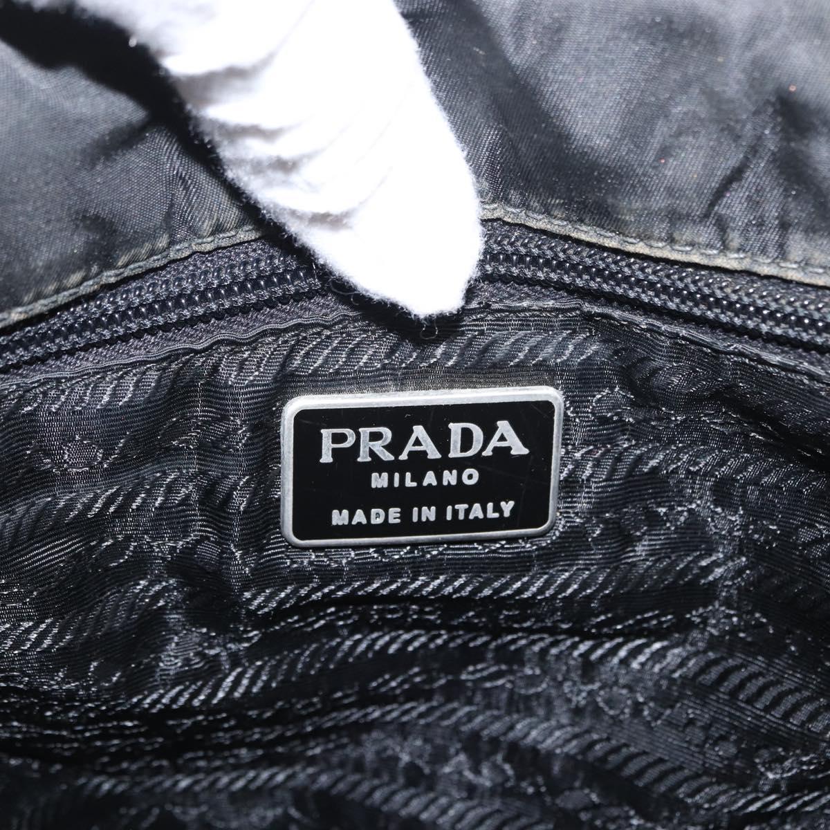 PRADA Hand Bag Nylon Black Silver Auth 163254