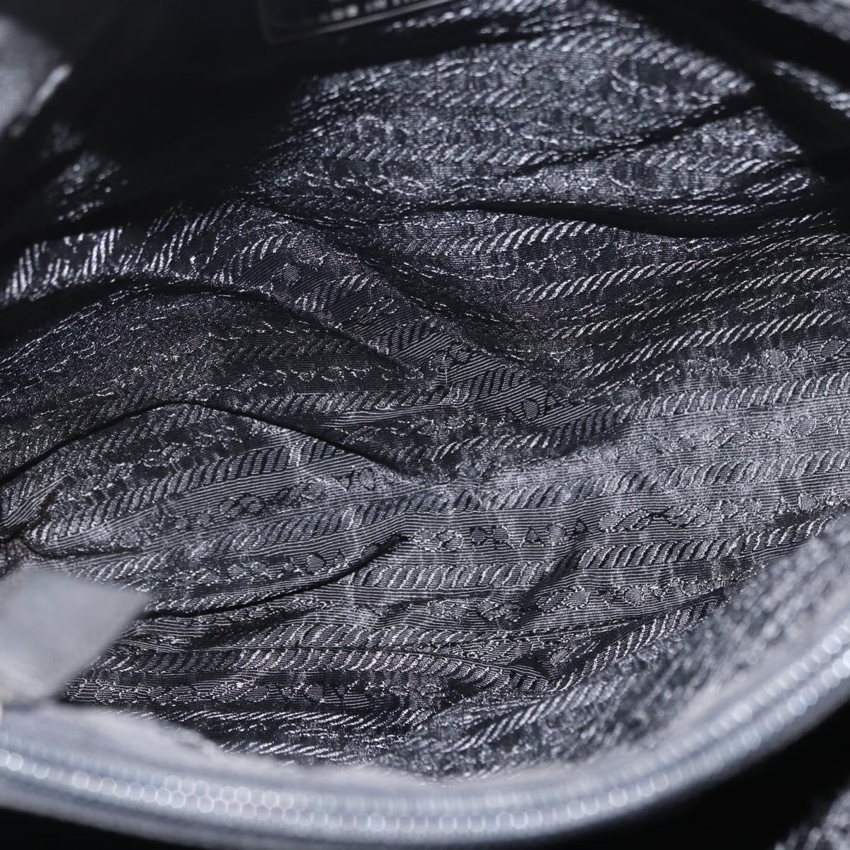 PRADA Hand Bag Nylon Black Silver Auth 163254
