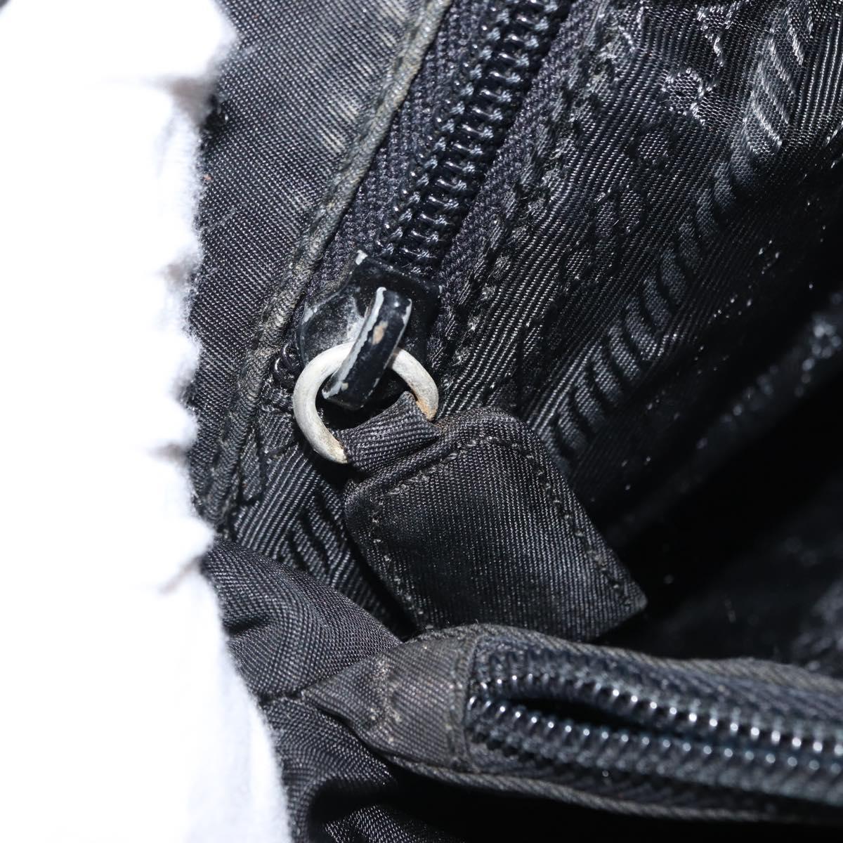 PRADA Hand Bag Nylon Black Silver Auth 163254