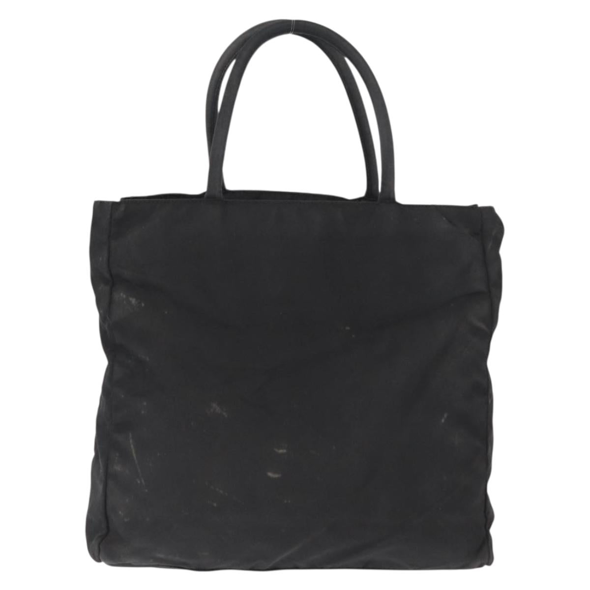 PRADA Hand Bag Nylon Black Silver Auth 163254