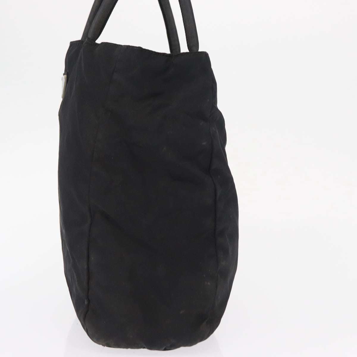 PRADA Hand Bag Nylon Black Silver Auth 163254