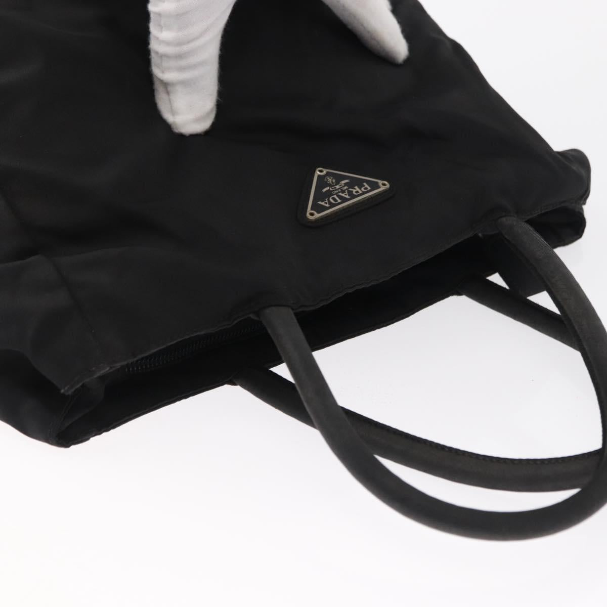 PRADA Hand Bag Nylon Black Silver Auth 163254
