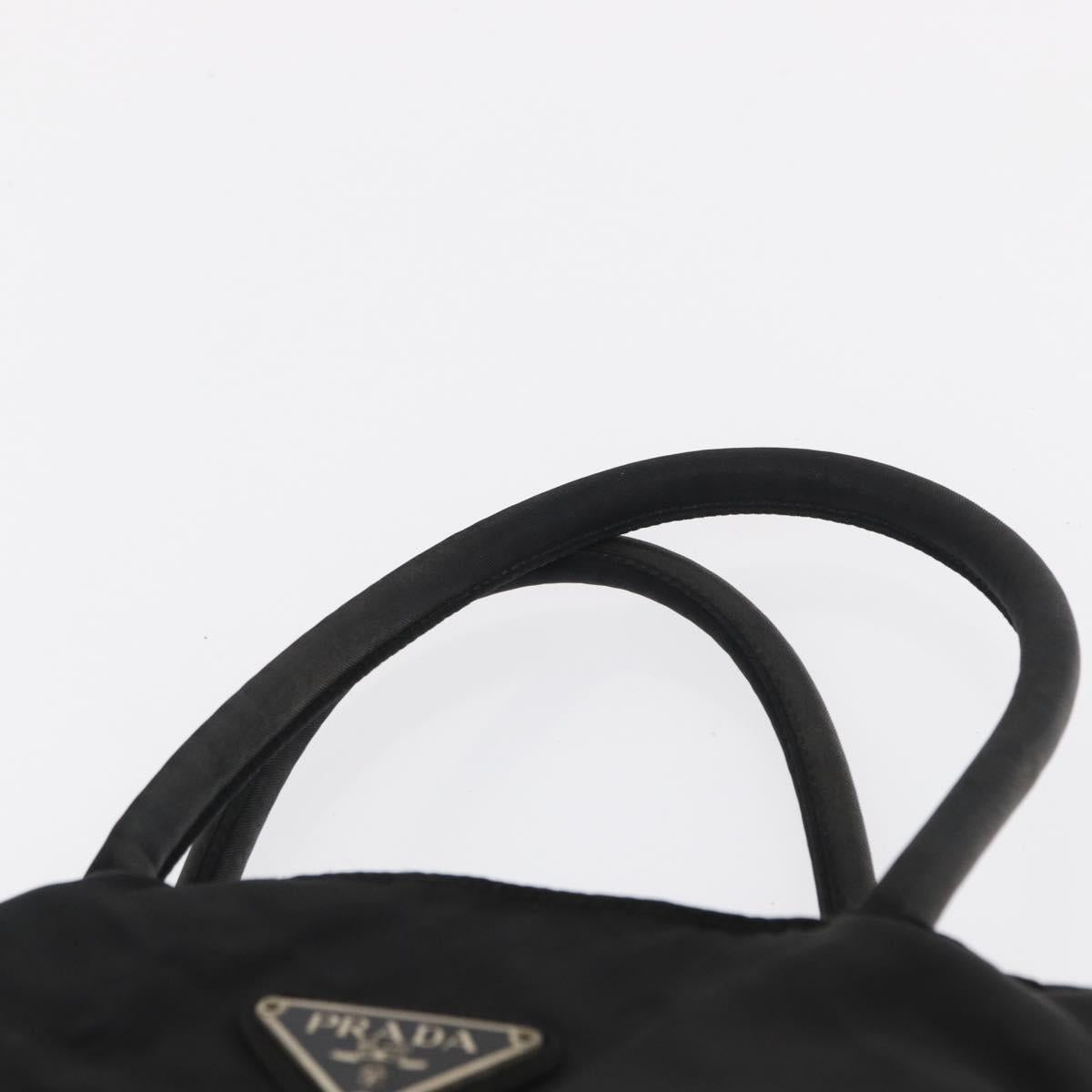 PRADA Hand Bag Nylon Black Silver Auth 163254