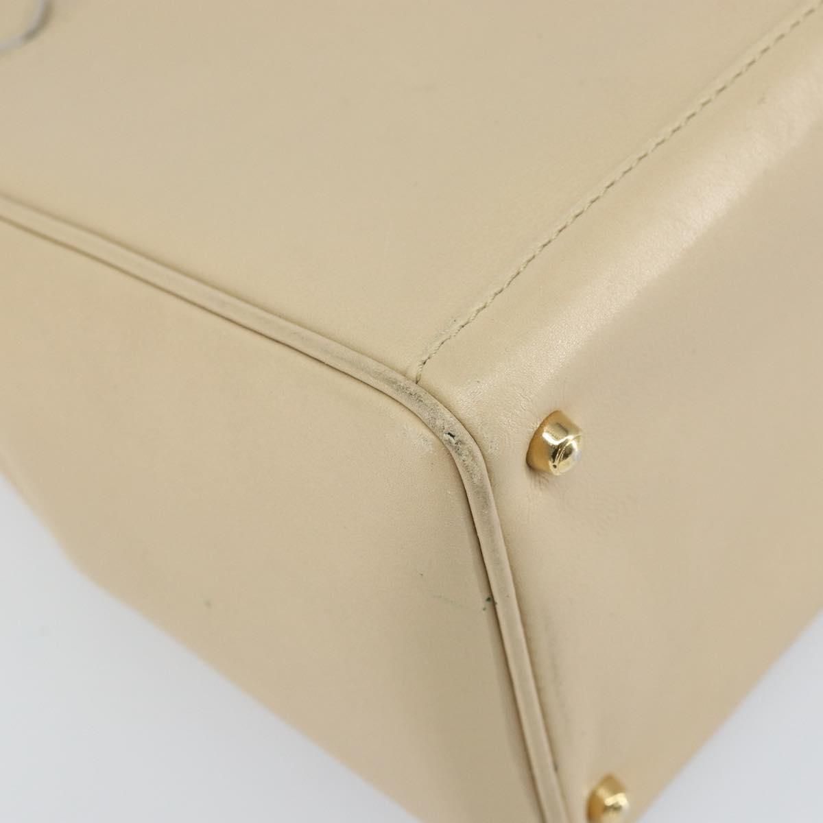 GUCCI Bamboo Hand Bag Leather 2way Ivory Gold 000 1364 0316 Auth 163255