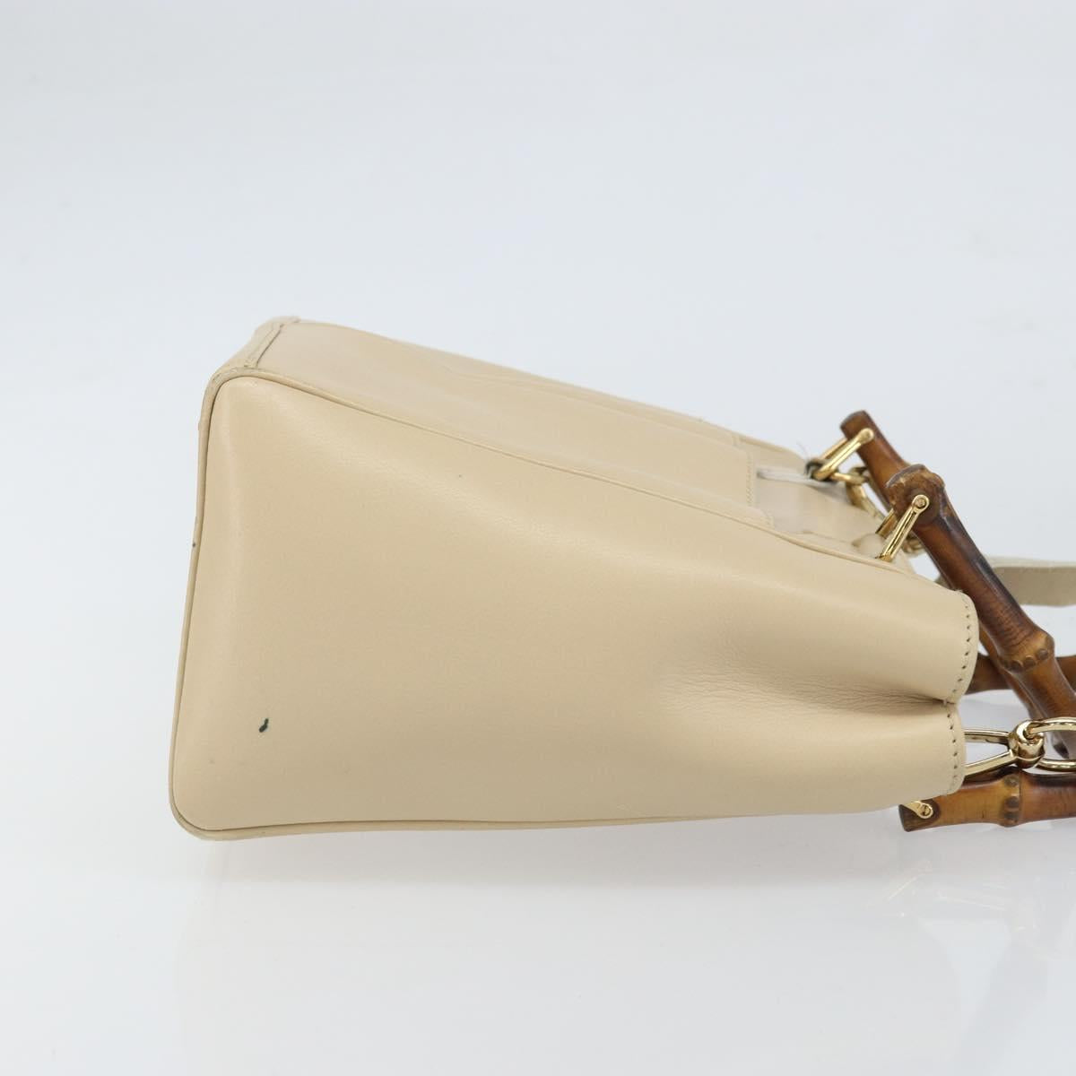 GUCCI Bamboo Hand Bag Leather 2way Ivory Gold 000 1364 0316 Auth 163255