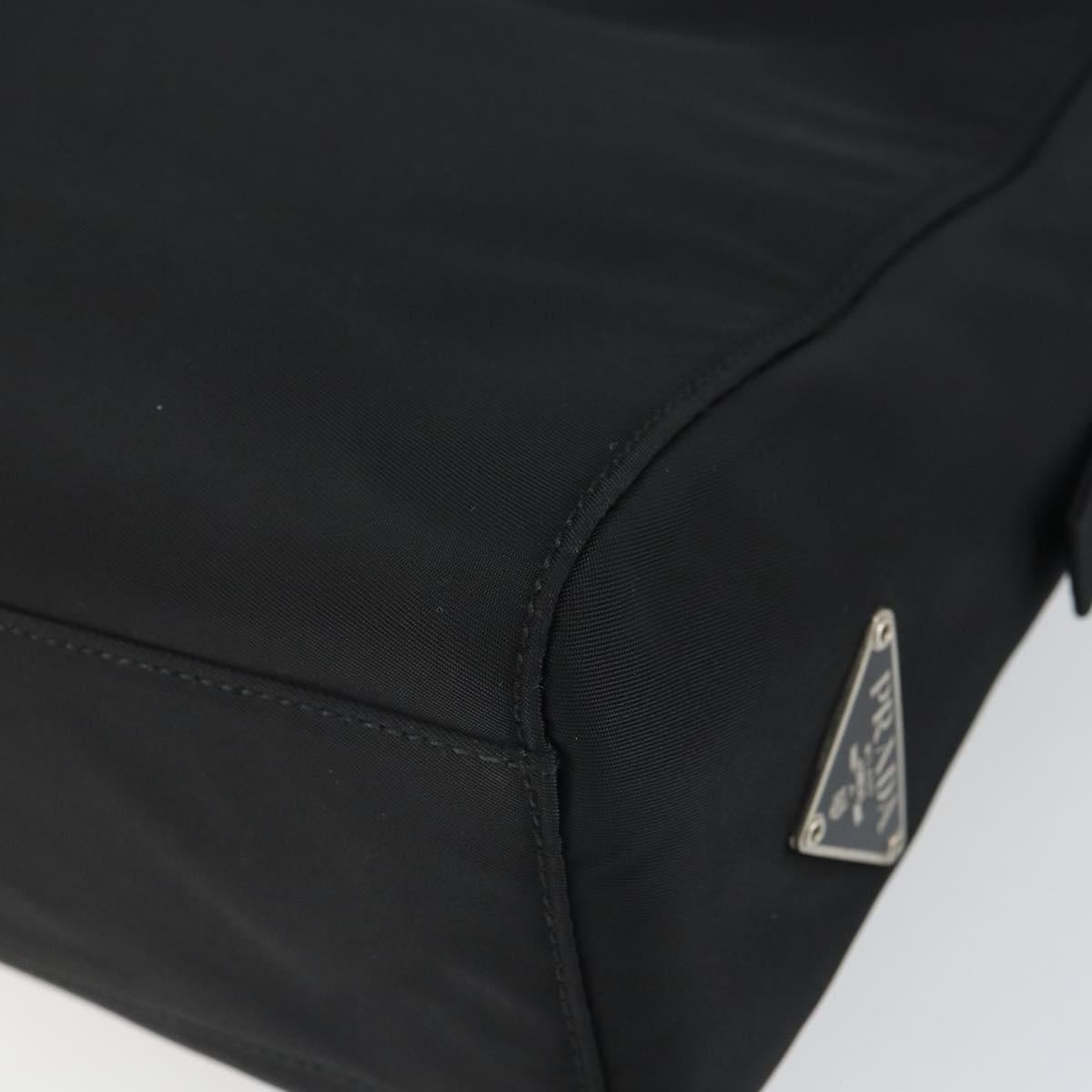 PRADA Hand Bag Nylon 2way Black Silver Auth 163263