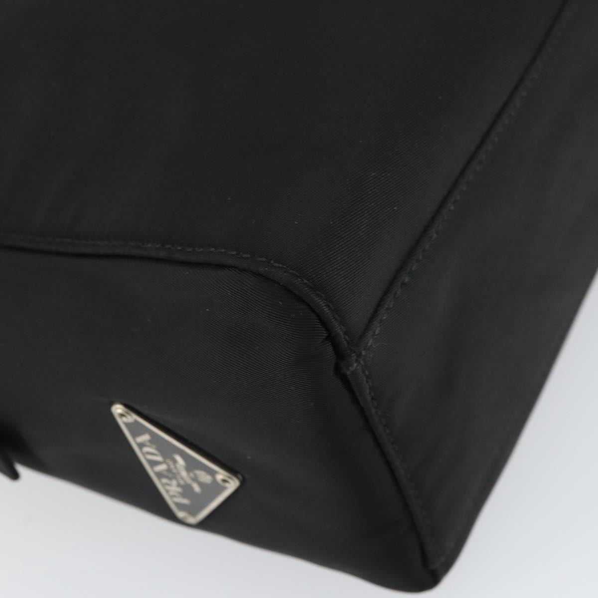 PRADA Hand Bag Nylon 2way Black Silver Auth 163263