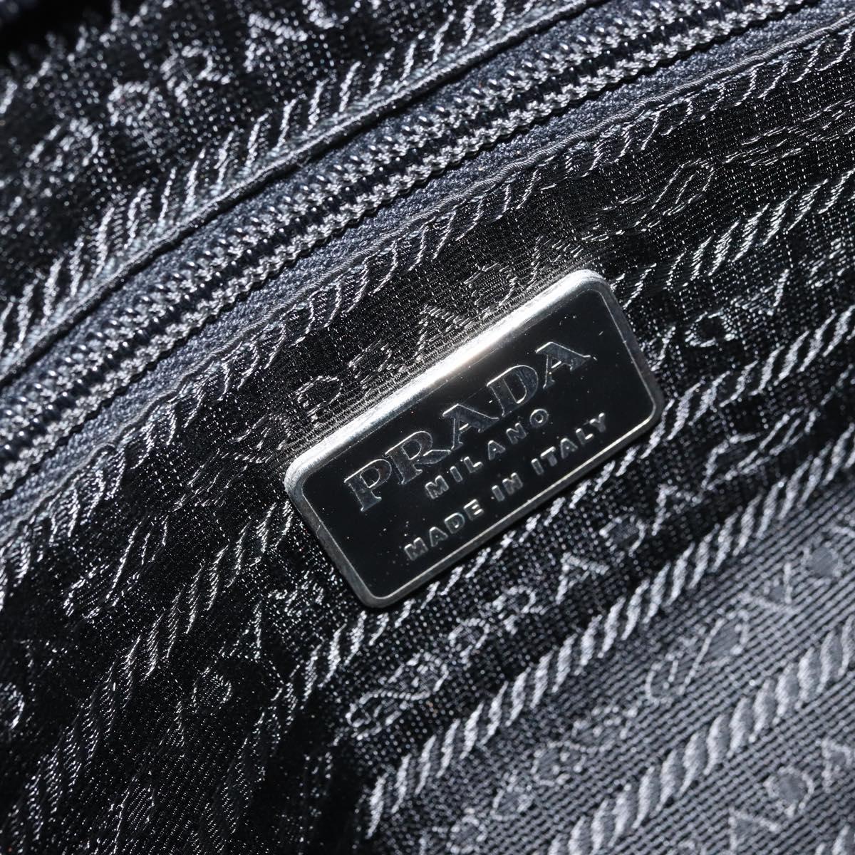 PRADA Hand Bag Nylon 2way Black Silver Auth 163263