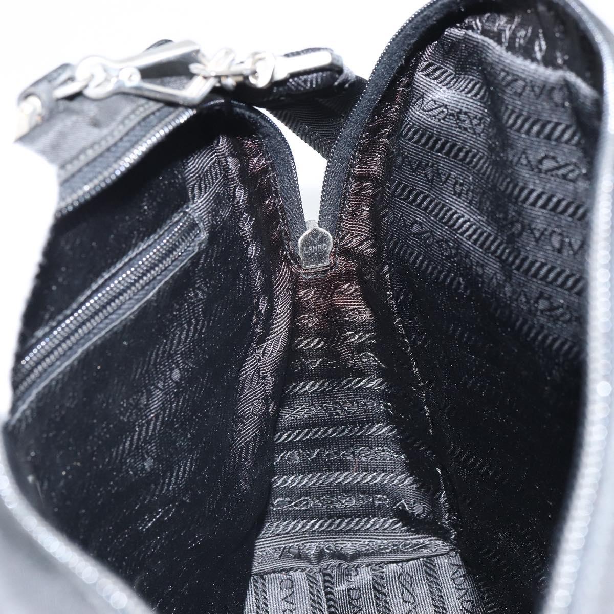 PRADA Hand Bag Nylon 2way Black Silver Auth 163263