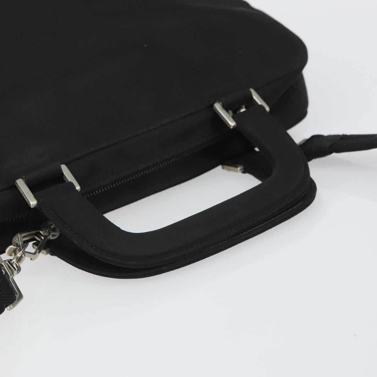 PRADA Hand Bag Nylon 2way Black Silver Auth 163263