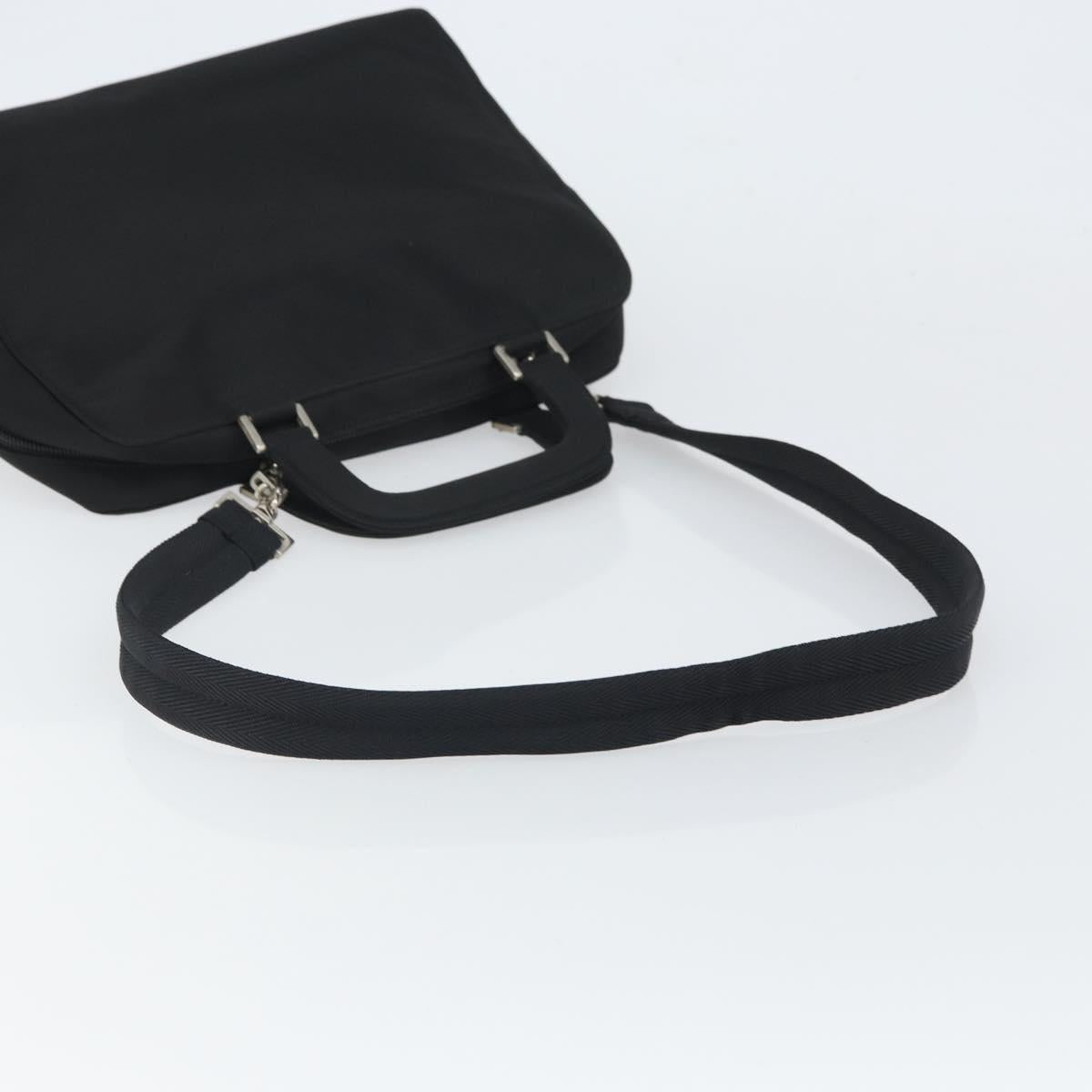 PRADA Hand Bag Nylon 2way Black Silver Auth 163263