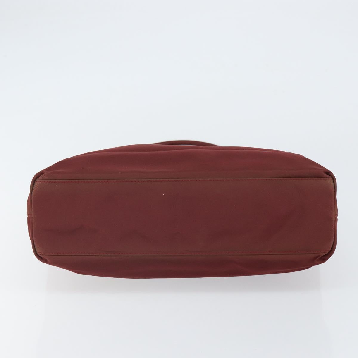 PRADA Tote Bag Nylon Bordeaux Silver Auth 163266
