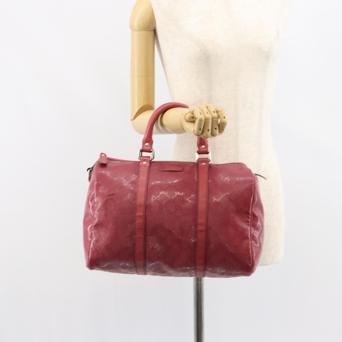 GUCCI GG implementation Boston Bag PVC Pink Silver 193603 Auth 163268