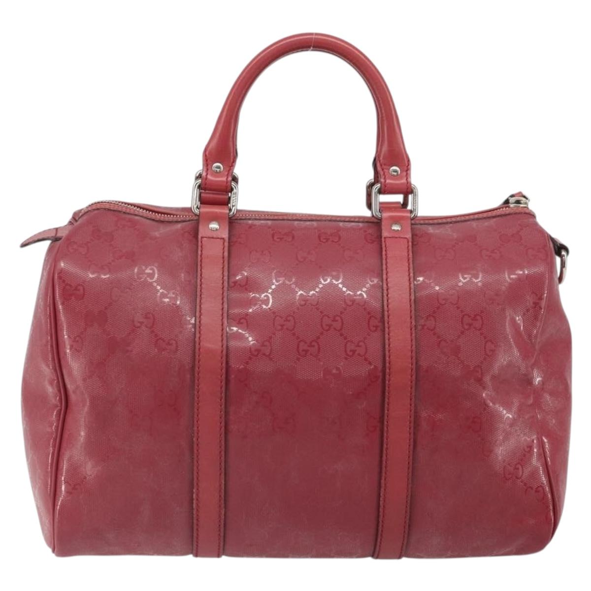 GUCCI GG implementation Boston Bag PVC Pink Silver 193603 Auth 163268