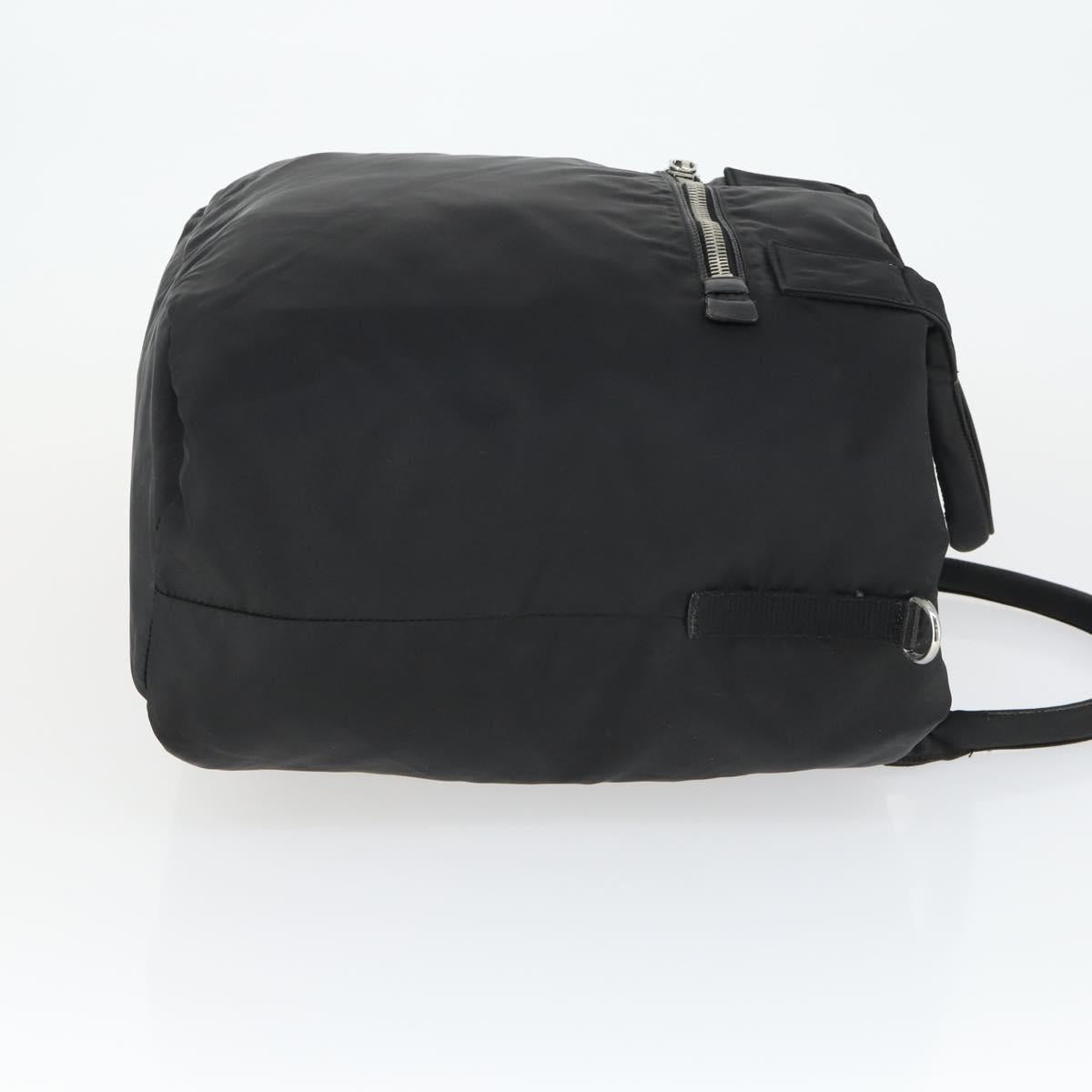 PRADA Hand Bag Nylon Black Silver Auth 163269