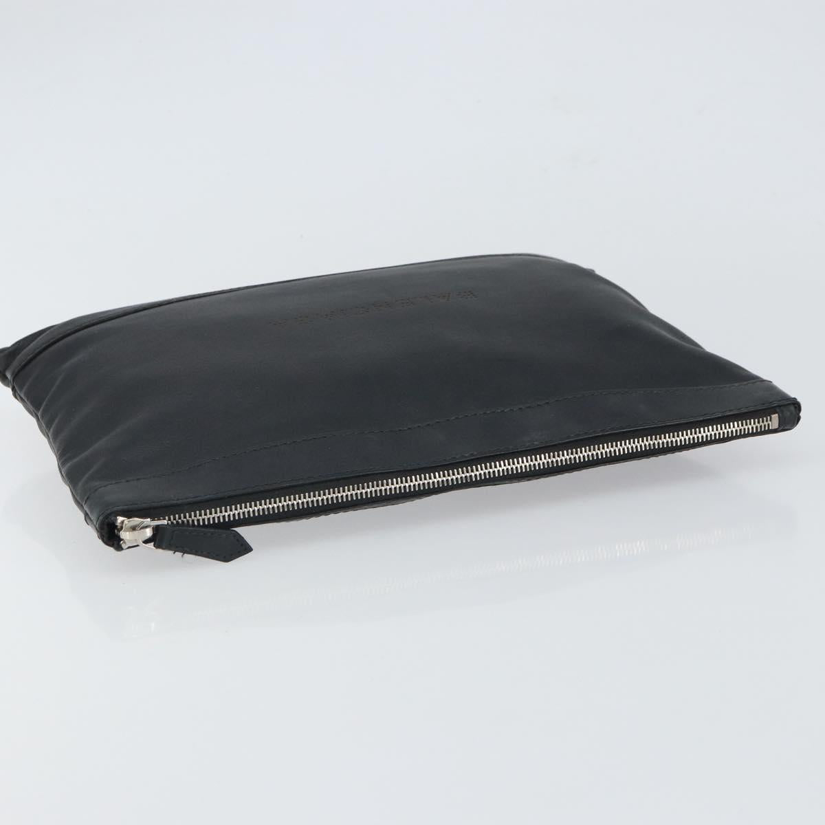 BALENCIAGA Clutch Bag Leather Black Silver 373834 Auth 163272