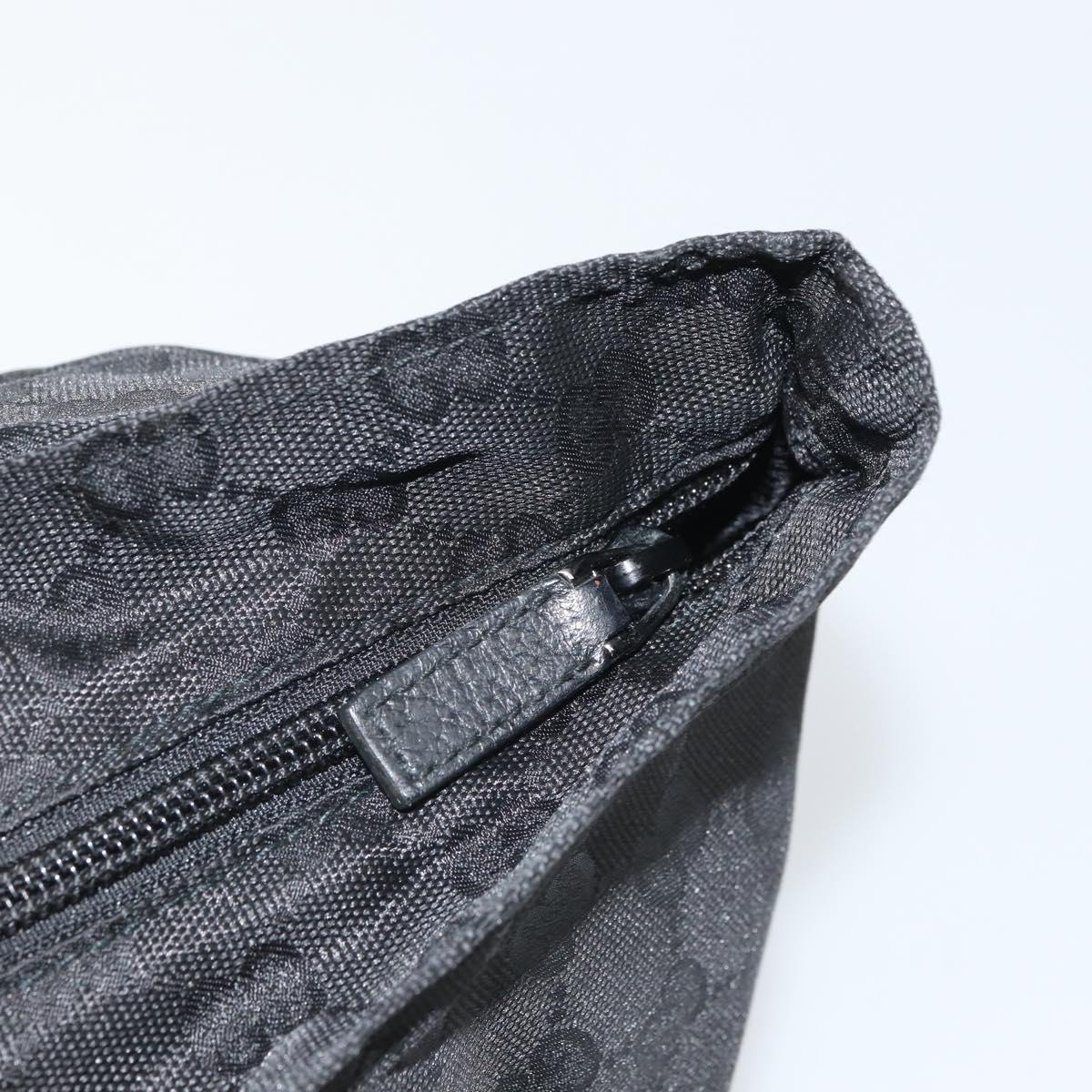GUCCI GG Canvas Web Sherry Line Hand Bag Nylon Black Silver 131228 Auth 163273